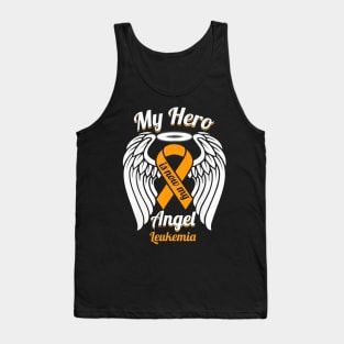 Leukemia Cancer Orange Ribbon T Shirt My Hero Is My Angle Tank Top